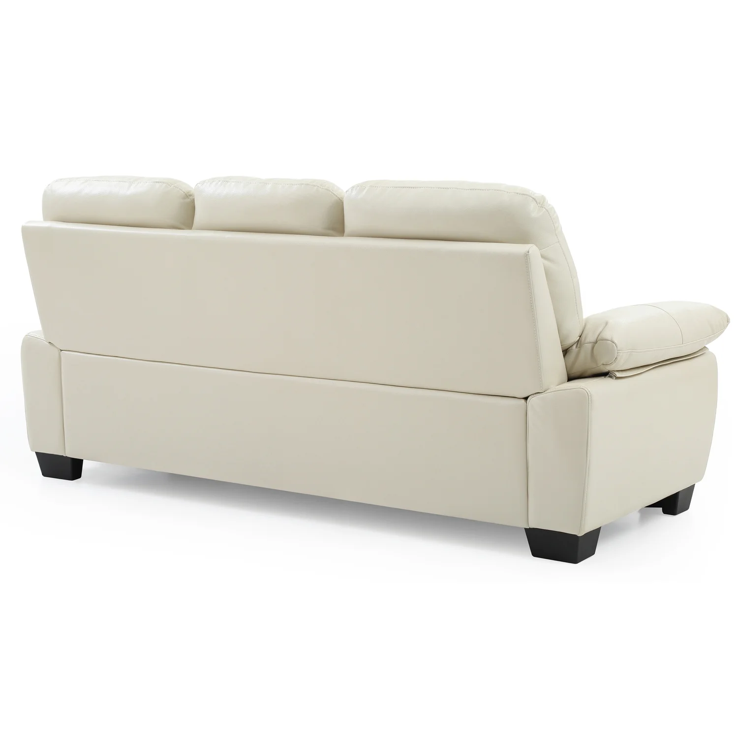 Passion Furniture Marta Flared Arm Faux Leather Pearl Straight Sofa PF-G675-S