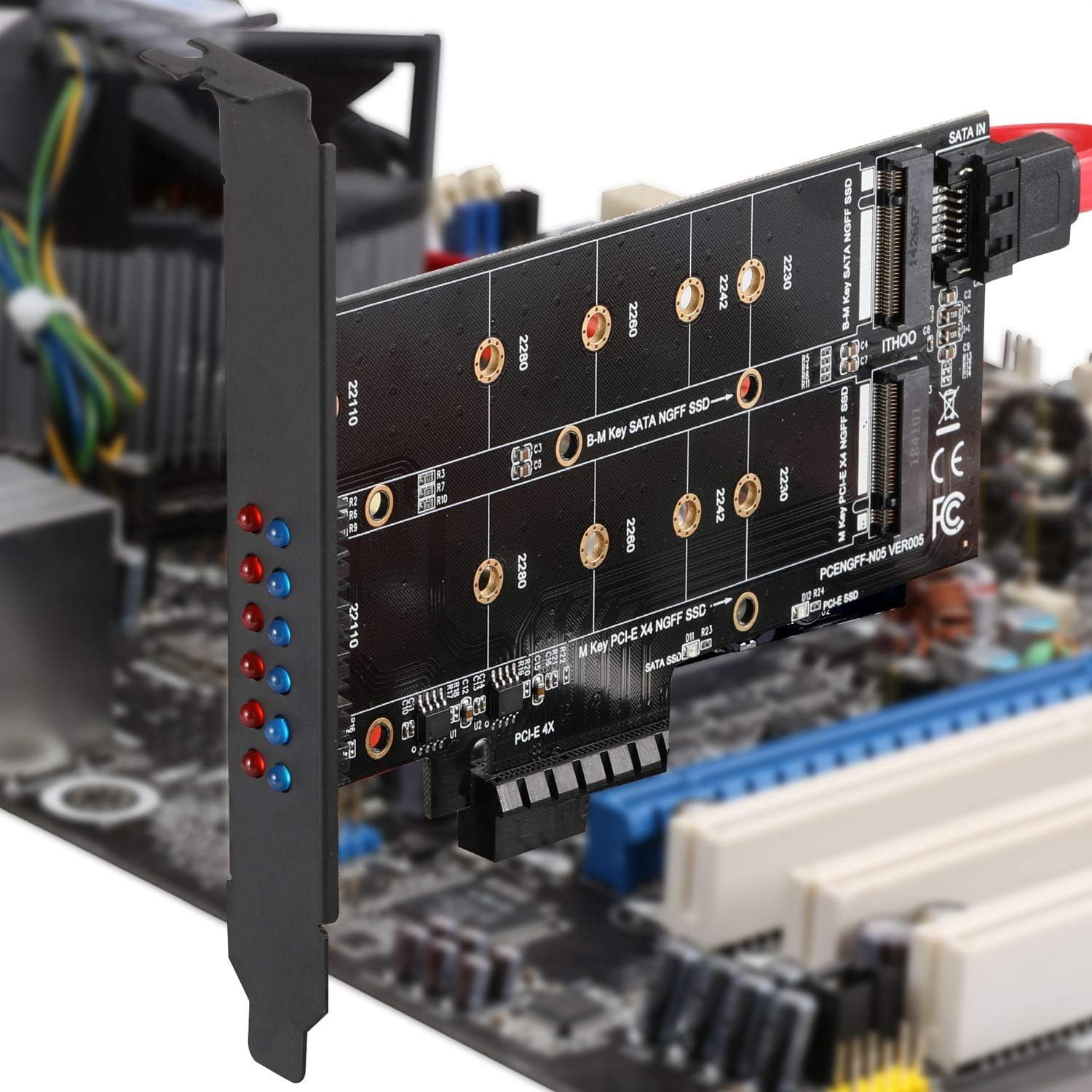 MZHOU M.2 SSD to PCIe 3.0 X4 Adapter Card for M.2 SSD (m Key) and SATA (b Key) 22110 2280 2260 2242 2230 to PCI-e 3.0 x 4 Host Controller Expansion