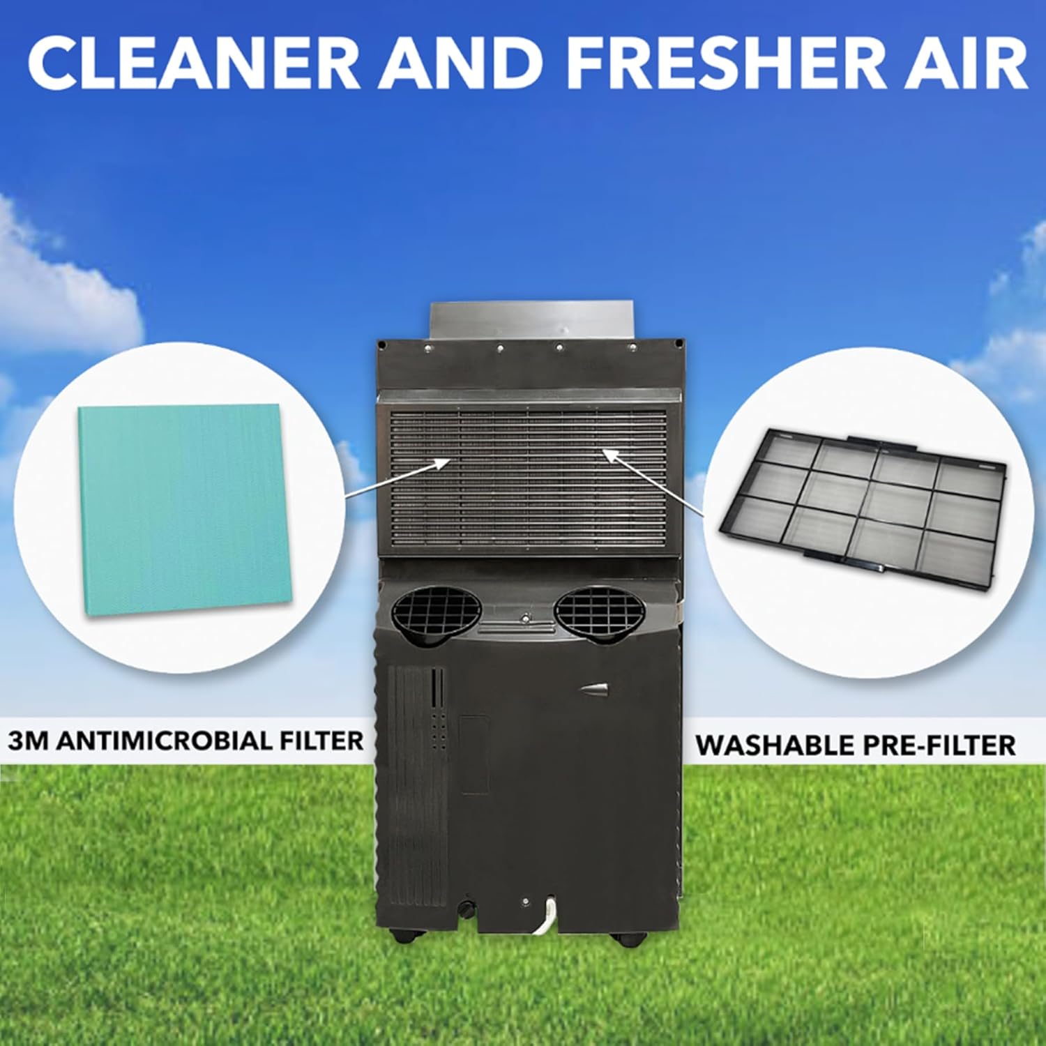 Whynter ARC-143MX 14,000 BTU (9,456.1 BTU SACC) Dual Hose Cooling Portable Air Conditioner, Dehumidifier, and Fan with 3M Filter Storage Bag