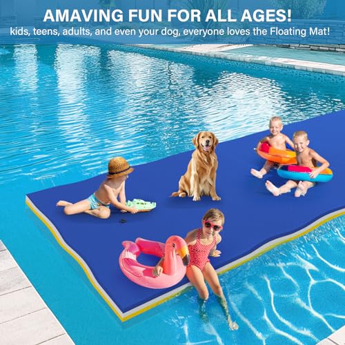 9/12/18 Ft Floating Water Mat – Heavy-Duty 3-Layer XPE Foam Pool Lake Floating Pad, Extra Large Capacity Water Lily Raft for Pool Parties, Beach