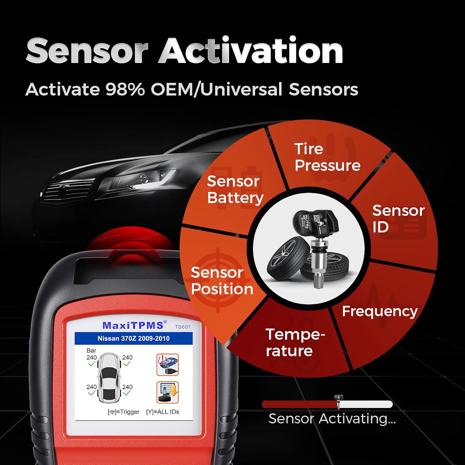 Autel TS601 TPMS Relearn Tool, TPMS Programming Tool Upgrade of TS508/TS501/TS408/TS401, OBDII Code Reader With Tire Pressure Sensor Reset