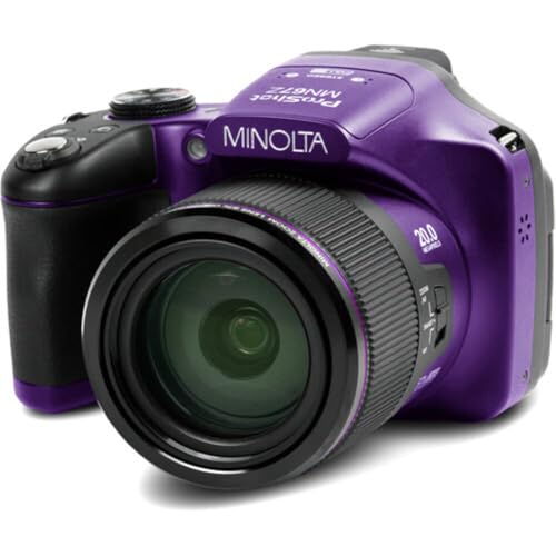 Minolta Pro Shot 20MP Digital Camera – 67x Optical Zoom, Full 1080p HD Video, Optical Image Stabilization, Wi-Fi, 3-inch Articulating LCD Screen