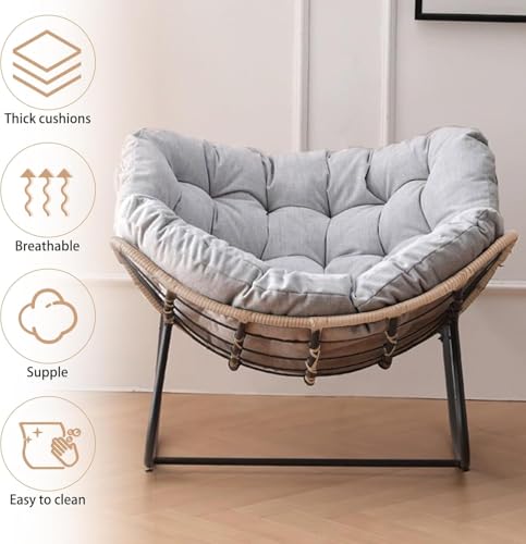 Outdoor/Indoor Rocking Chair,Papasan Chair,Outdoor Patio Porch Furniture,Rattan Wicker Lounge Chair Indoor