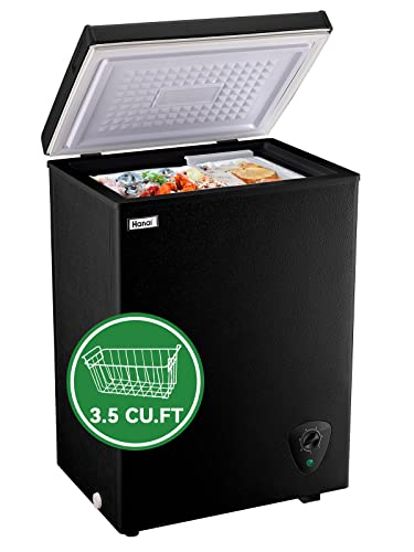 Chest Freezer Small Deep Freezers WANAI 3.5 Cubic Feet Mini Freezer White Free-Standing Top Door Freezer Removable Storage Basket Compact 7