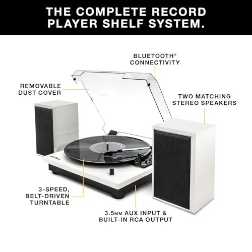 Victrola The Quincy 6-in-1 Bluetooth Record Player & Multimedia Center with Built-in Speakers &ndash; 3-Speed Turntable, CD & Cassette Player