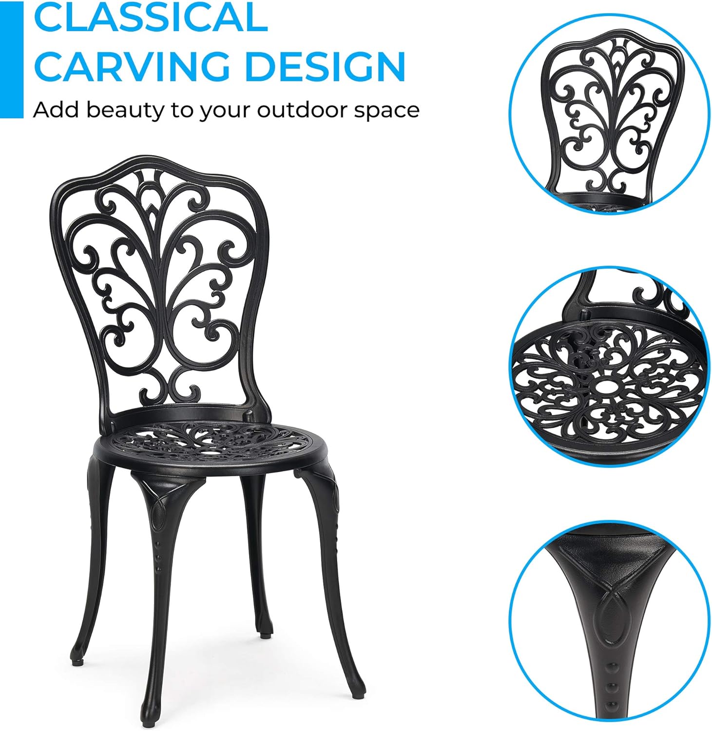 Laurel Canyon 3-Piece Cast Aluminum Patio Bistro Sets Antique Copper Finish Outdoor Furniture with Rust-Resistant Small Round Table and 2 Chairs for