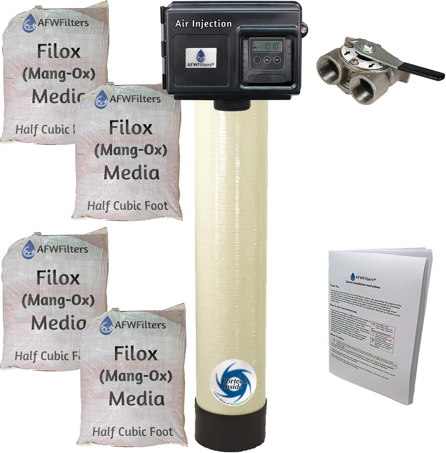 AFW Filters Air Injection Platinum 20 with Fleck 2510SXT Vortech Tank and 1" Bypass - AIP20V-25SXT-1