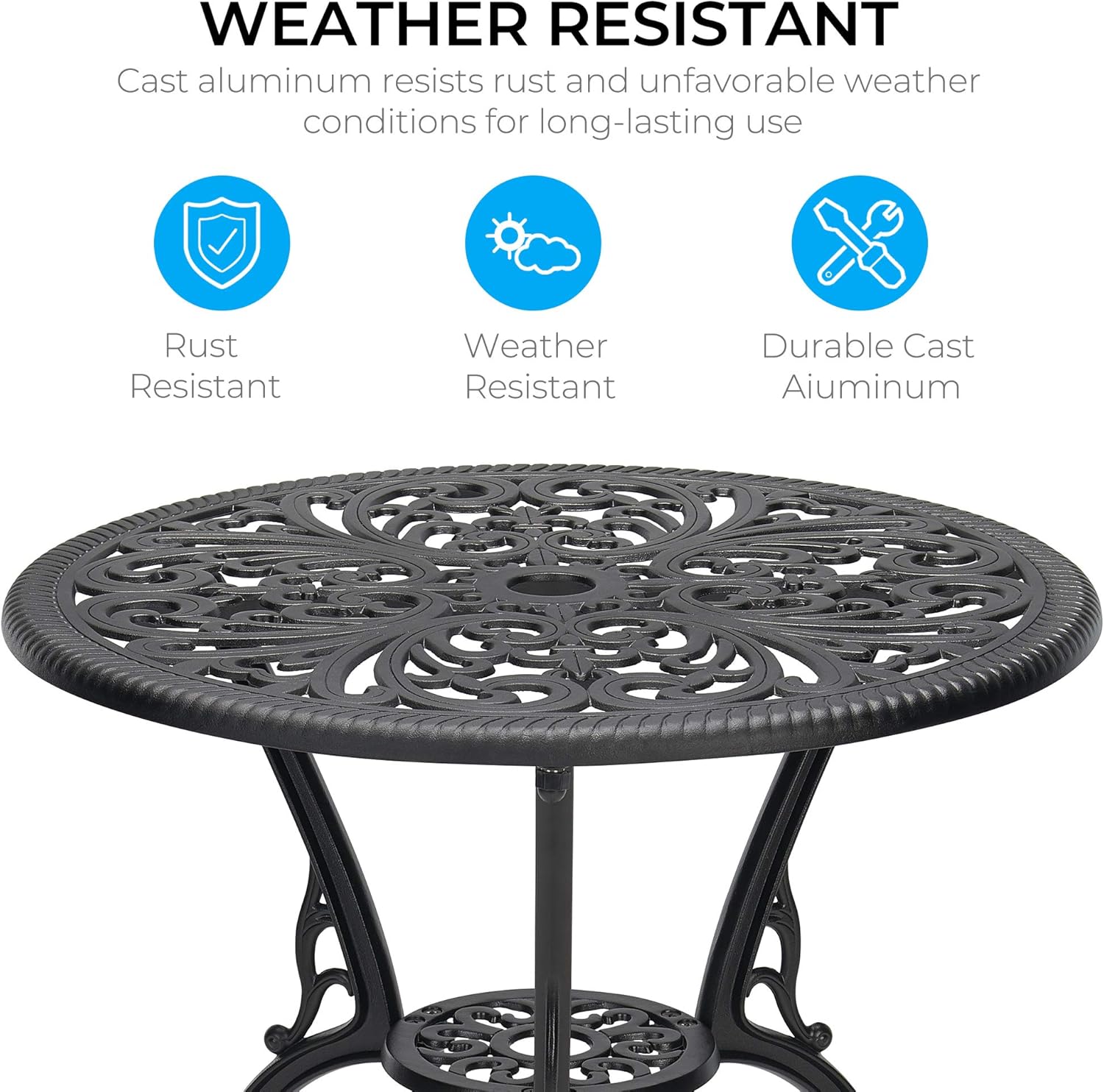 Laurel Canyon 3-Piece Cast Aluminum Patio Bistro Sets Antique Copper Finish Outdoor Furniture with Rust-Resistant Small Round Table and 2 Chairs for