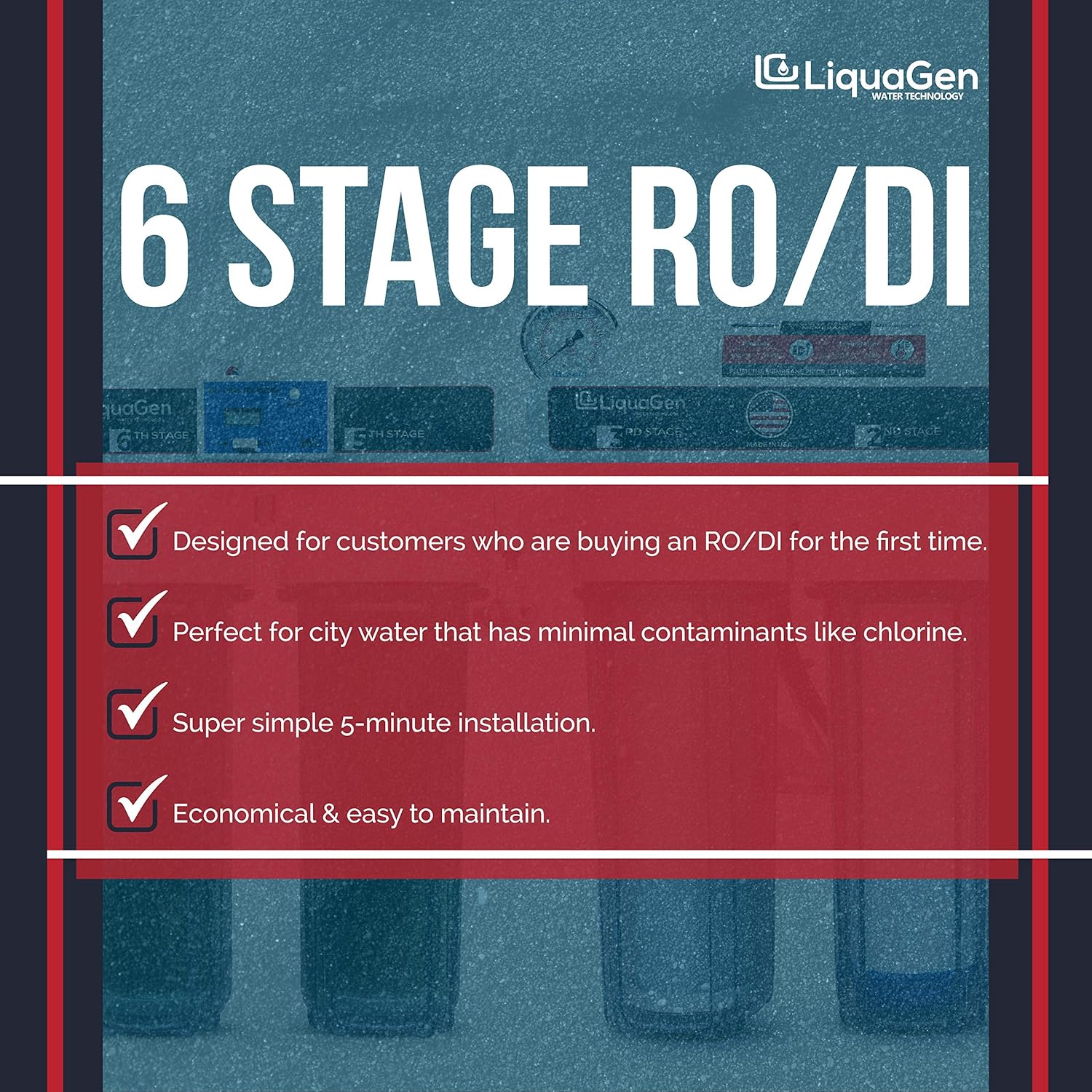 LiquaGen- Aquarium Reef Reverse Osmosis Deionization (RODI) Water Filter System + TDS Meter