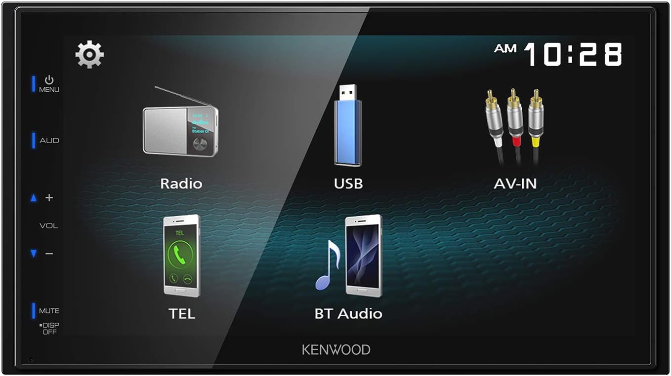 KENWOOD DMX125BT 6.8 Inch LCD Touchscreen Digital Media Car Stereo, Bluetooth Audio and Hands Free Calling, Double Din, USB, Rear Camera Input