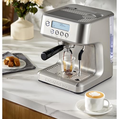 CASABREWS Ultra Espresso Machine with LCD Display, Powerful Milk Frother and Customizable Brewing Temperature