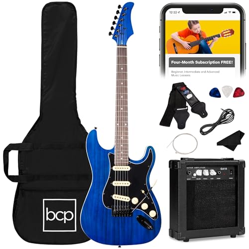 Best Choice Products 39in Full Size Beginner Electric Guitar Starter Kit w/Case, Strap, 10W Amp, Strings, Pick, Tremolo Bar - Sunburst