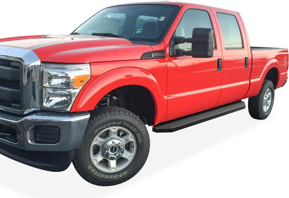 APS iBoard 6-inch Aluminum (Black Flat Style) Running Boards Nerf Bars Side Steps Step Rails Compatible with Ford F250 F350 Super Duty 1999-2016 Crew