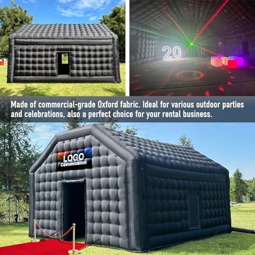 Large Black Inflatable Nightclub 20X16.5X12Ft Disco Cube Gazebo Event House with Logo Area Portable Inflatable Party Tent for Birthday, School Events