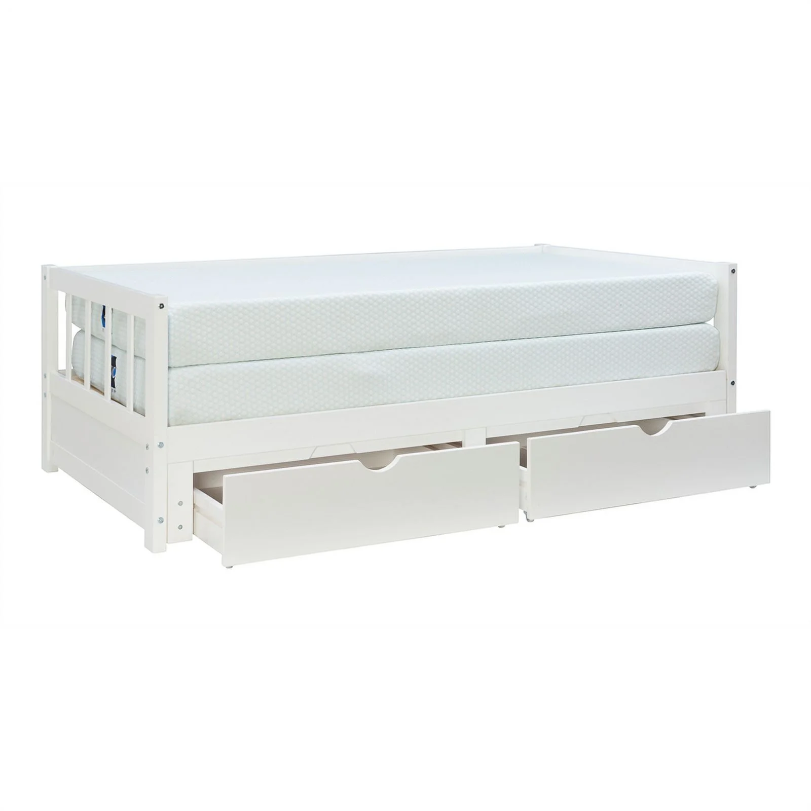 Linon Macey Wood Storage Trundle Daybed in White