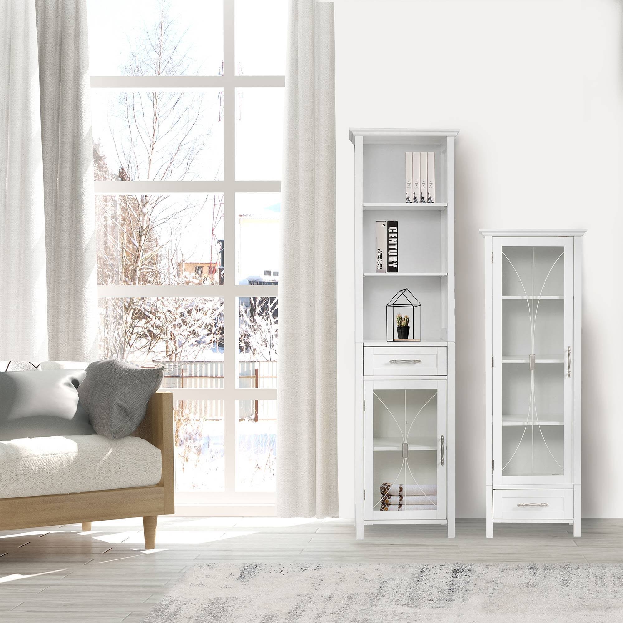 Elegant Home Fashions Delaney 1-Door Linen Cabinet, White