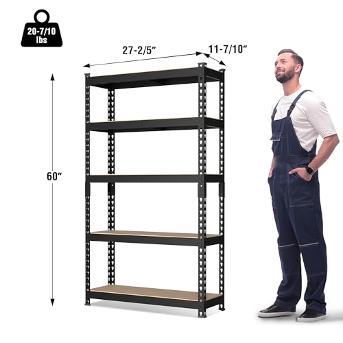 WORKPRO 5-Tier Metal Shelving Unit, 48”W x 24”D x 72”H, Heavy Duty Adjustable Storage Rack, 4000 lbs Load Capacity (Total), for Garage, Basement