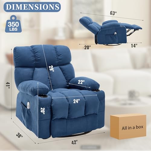 Recliner Chair with Massage and Heat, Rocker Recliner Chairs for Adults, Overstuffed Nursery Rocking Chairs for Living Room