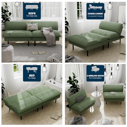 70" Futon Sofa Bed, 4 in 1 Multi-Function Couch Sleeper with Adjustable Backrest, Modern Convertible Futon, Recliner Small Loveseat for Living Room