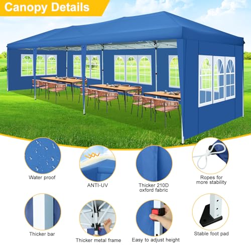 COBIZI Canopy 10x20 Pop Up Canopy Tent with 6 Sidewalls Party Tents for Parties Weddings Backyard Waterproof Canopy Outdoor Commercial Canopy Event