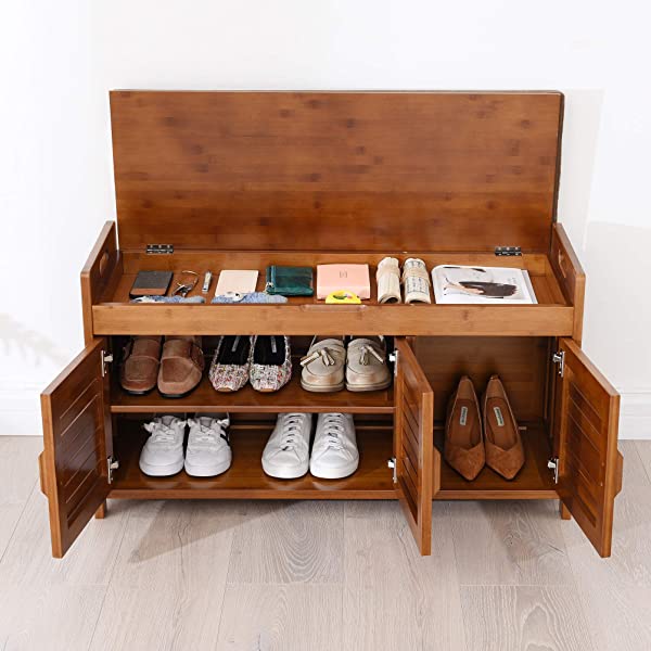 K KELBEL Shoe Rack & Shoe Bench & Shoe Cabinet & Boot Organizing Detachable Cushion with Hidden Storage Compartment