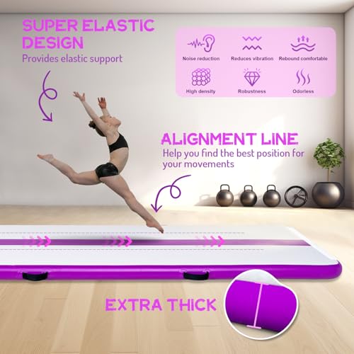 FEATH-R-LITE 10/13ft Inflatable Gymnastics Tumble Track Tumbling Mat 4in Thick Air Floor Tumble Track with Electric Pump for Cheer