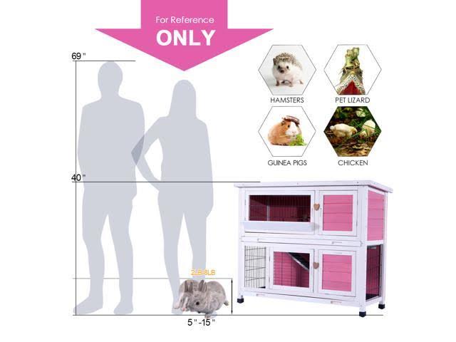 Lovupet 40x22 Wooden Rabbit Hutch Small Animal House Pet Cage Chicken Coop Pink 0323L