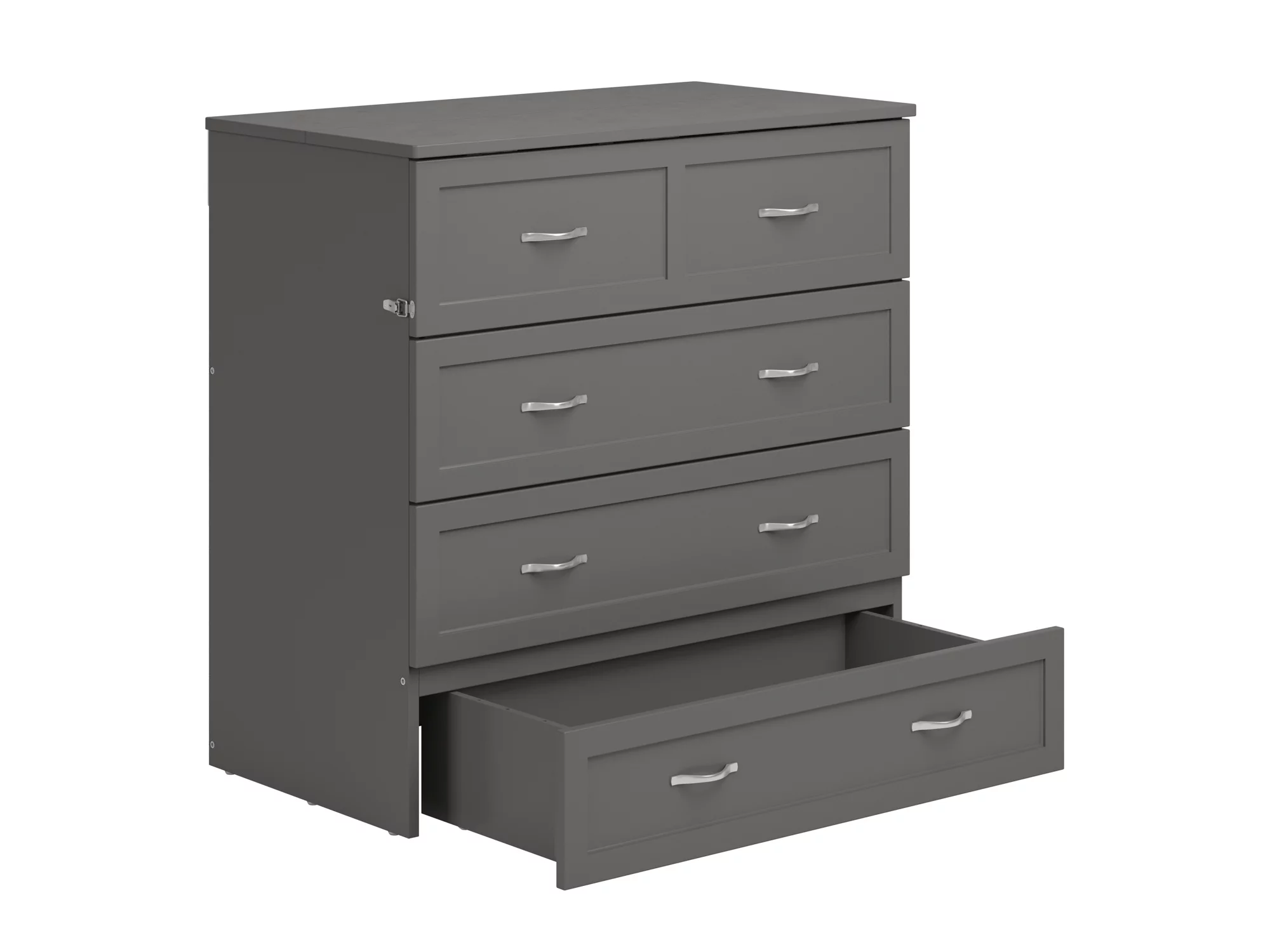 AFI Northfield Twin XL Solid Wood Murphy Bed Chest with Mattress, Drawer & Charger, Grey