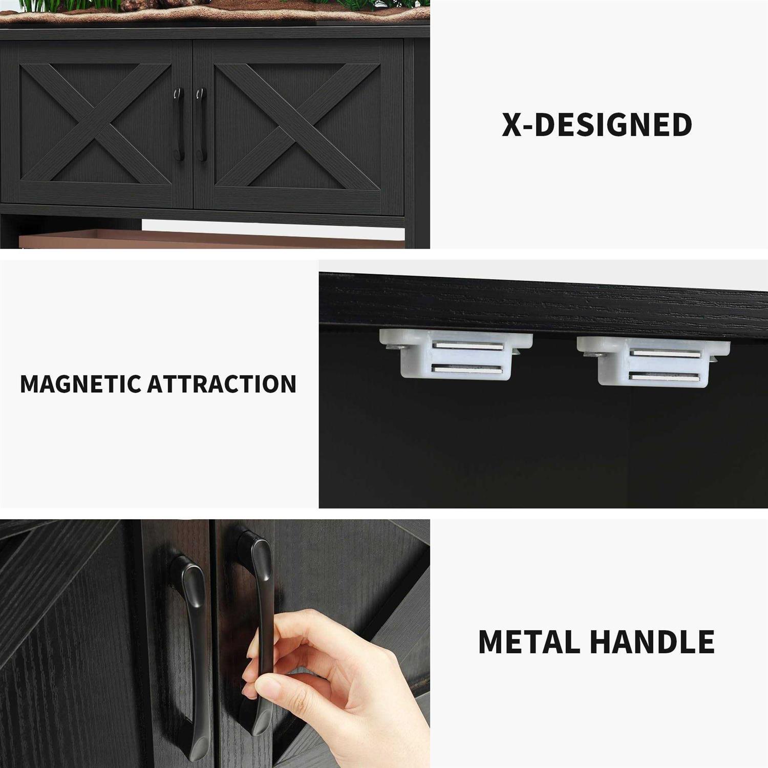 DWVO Heavy Duty Metal Aquarium Stand with Power Outlets Cabinet for Fish Tank Accessories Storage - Pet Supplies online store