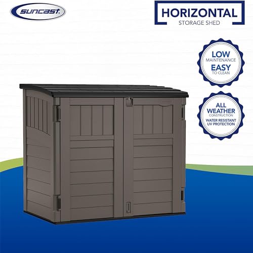 Suncast Outdoor Storage Shed for Backyard and Garden, Horizontal, 4' x 2.5', Stoney Grey - Portable Utility Deck and Cabinet for Tools, Equipment