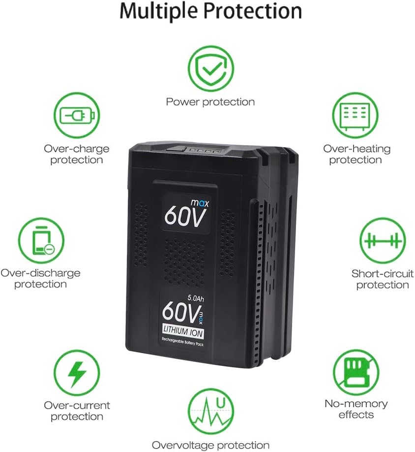 Jialitt 60V 5.0Ah Replacement Battery for Greenworks Pro 60V Max Lithium Ion Battery LB60A00 LB60A01 LB60A02 LB60A03(Not for Kobalt&Powerworks)