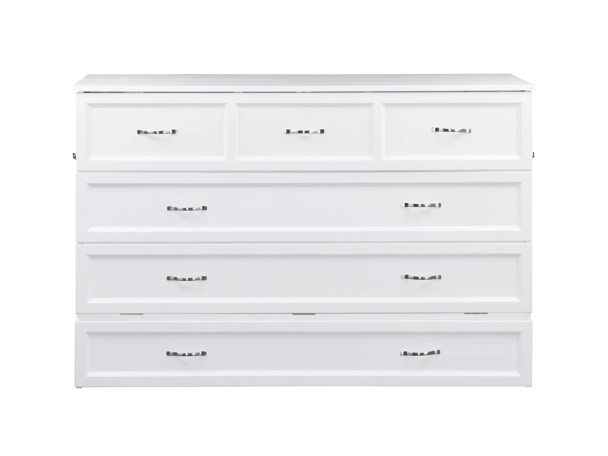 AFI Deerfield Queen Solid Wood Murphy Bed Chest with Mattress, Drawer & Charger in White