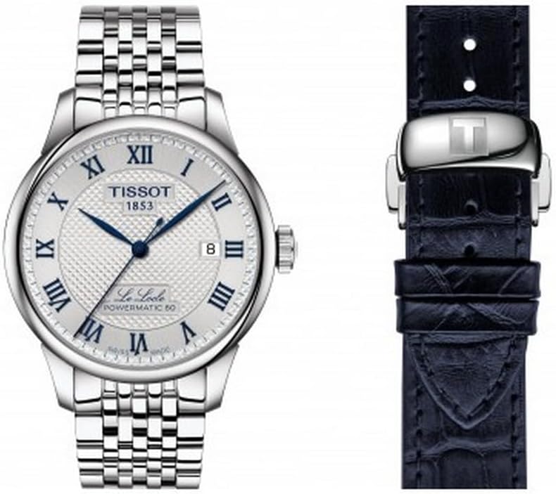 Tissot Mens Le Locle Powermatic 80 20th Anniversary 316L Stainless Steel case Automatic Watches, Grey, Stainless Steel, 19 (T0064071103303)