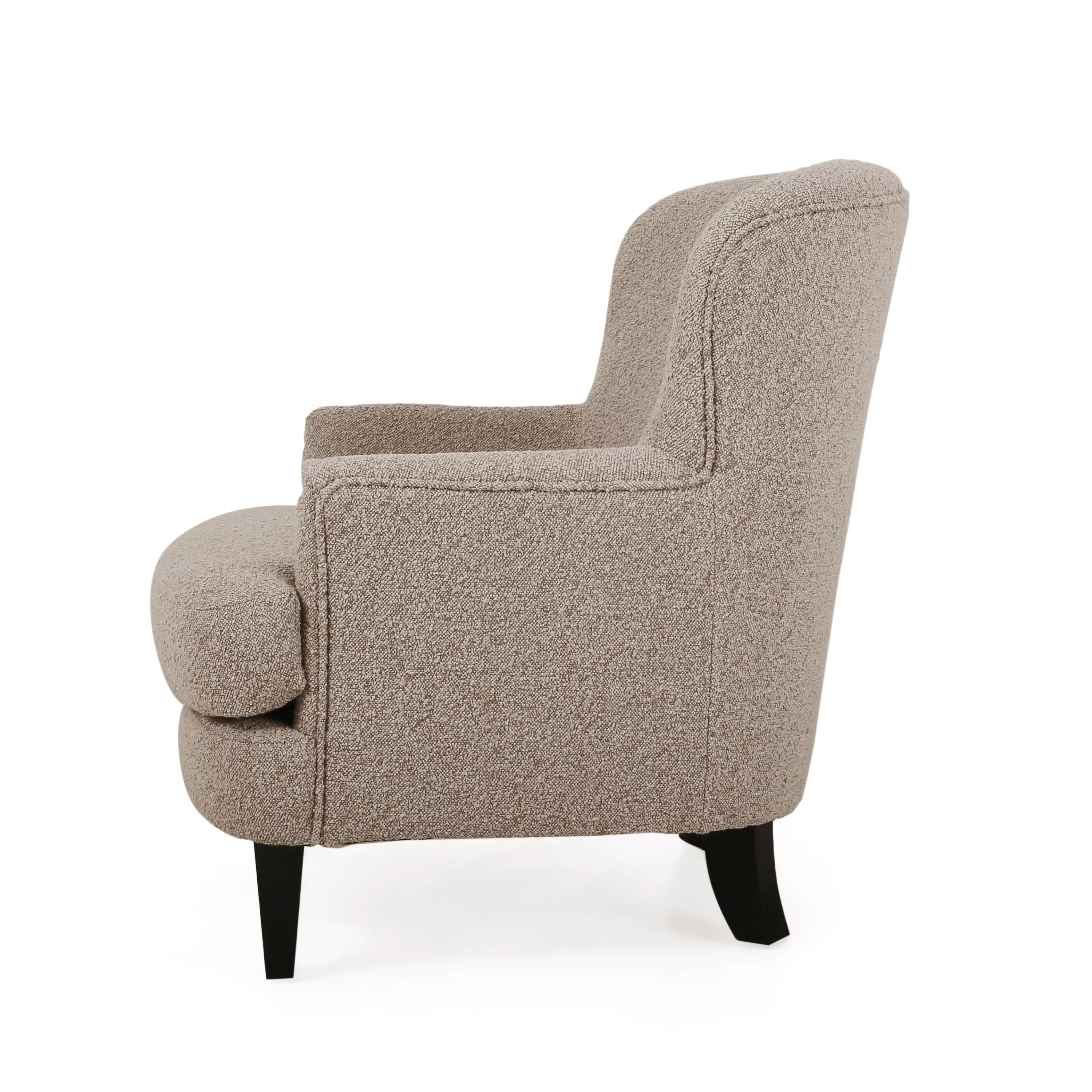 GDF Studio Gerald Contemporary Boucle Upholstered Club Chair and Ottoman Set, Stone and Matte Black