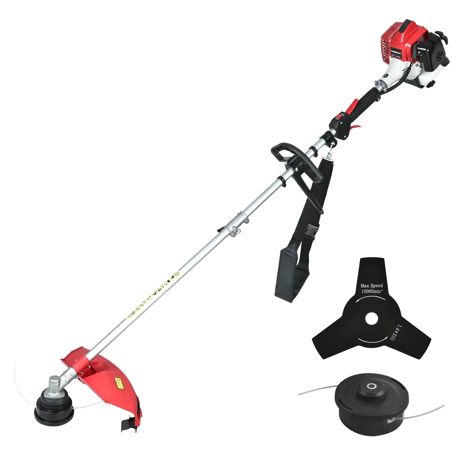 PowerSmart 2-Cycle 25.4cc 18lb Straight Shaft Gas String Trimmer Weed Wacker and Brush Cutter for Lawns and Grass