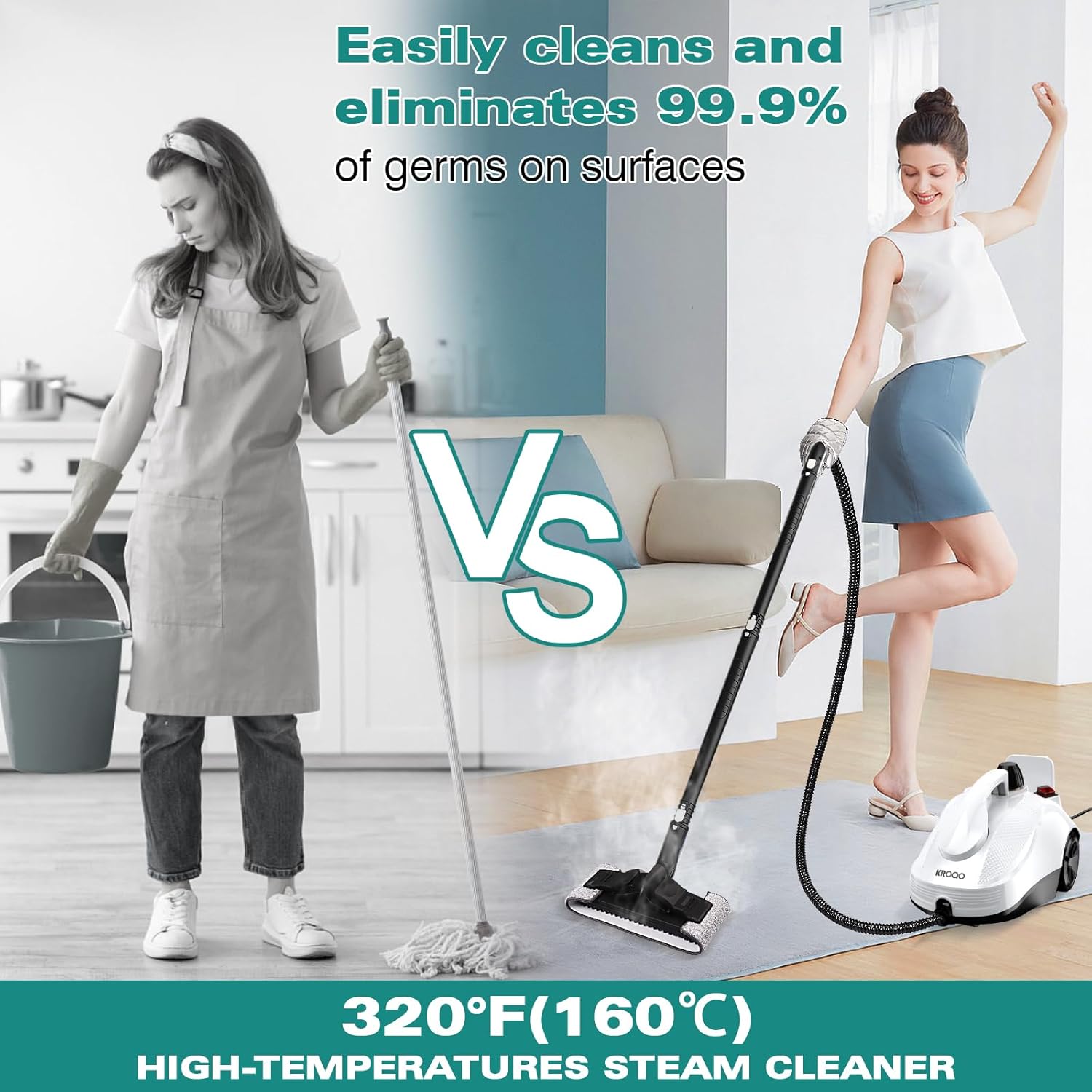 Steam Cleaner, Steam Mop with 23 Accessories, Powerful Multipurpose Portable Steamer for Cleaning to Remove Grime, Grease