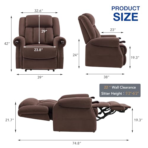 Dual Motor Large Power Lift Chairs Recliners for Elderly with Massage and Heat, Safely Knuckle Arm Lay Flat Lift Chair for Big and Tall