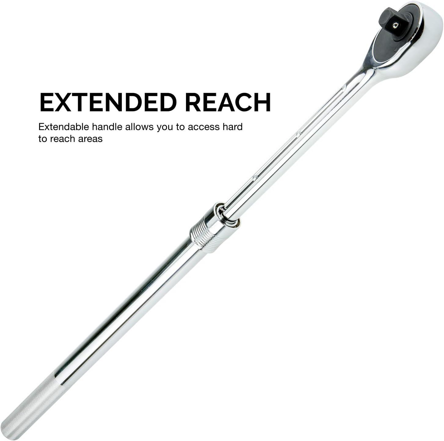 NEIKO 03069A 3/4 Inch Drive Extendable Ratchet Handle | 24 Tooth Reversible w/ Quick Release Feature | 24 to 39-3/4” Lengths