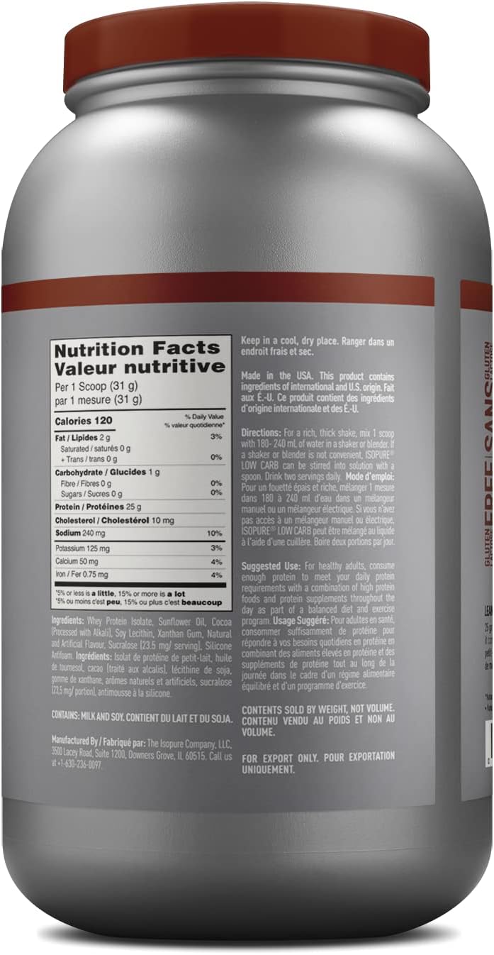 Isopure Whey Isolate Protein Powder with Vitamin C & Zinc for Immune Support, 25g Protein, Low Carb & Keto Friendly, Flavor: Dutch Chocolate