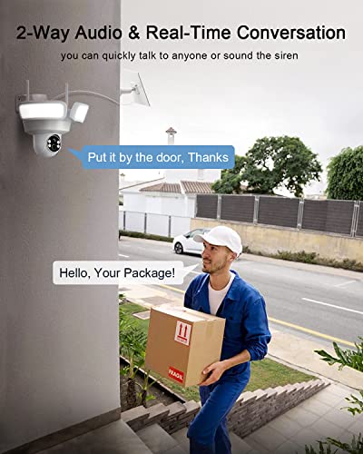 ANRAN Floodlight Security Camera Wireless Outdoor with 360° View Pan/Tilt, 2K Solar Powered WiFi Camera, IP65 Smart Lighting Cam, Color Night Vision