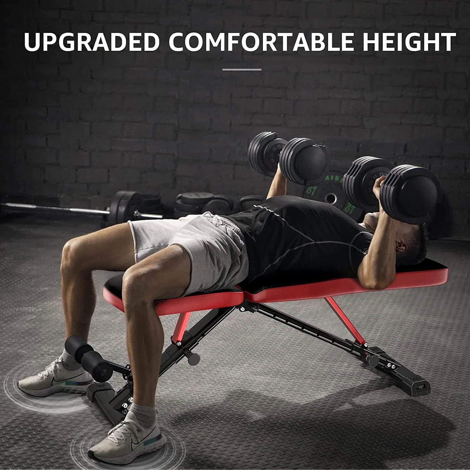 UPGO Adjustable Weight Bench with 660lbs Weight Capacity Foldable Workout Bench for Adult Up to 5.9' Gym Bench for Home