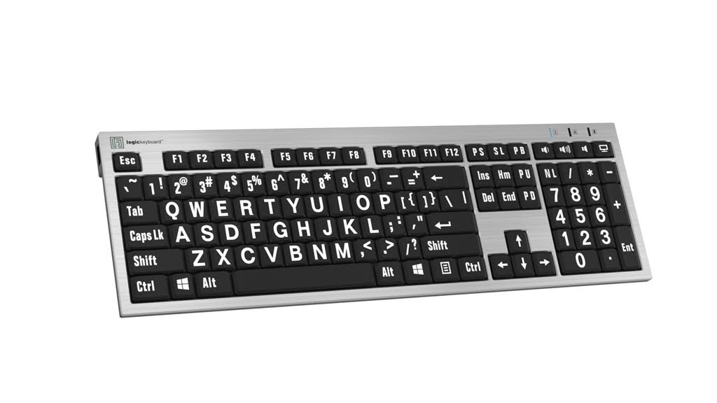 LogicKeyboard Large Print PC Slim Line Keyboard (White on Black) LPRNTWB-AJPU-US