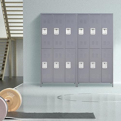 6 Doors Metal Lockers for Employees 72" H Storage Cabinet Lockable Locker with Shelves Steel Storage Locker for Gym School Office Home Requires