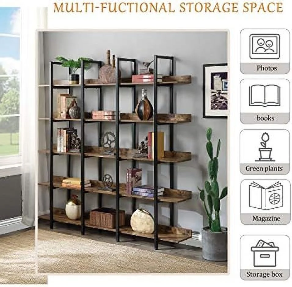 HOOMHIBIU Oak 7-Tier Tall Corner Bookshelf  L-Shaped Corner Bookcase with Open   Modern Bookshelf Organizer for Home Office  Industrial Book  for