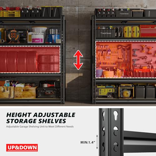 REIBII 48" W Garage Shelving Heavy Duty 3020LBS Storage Shelves 5 Tier Heavy Duty Shelving Adjustable Garage Shelves for Basement, Warehouse