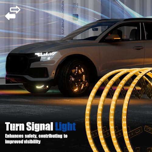 SUNPIE Wheel Lights for Truck - Universal 14.5’’ RGB Rim Light for Car/SUV