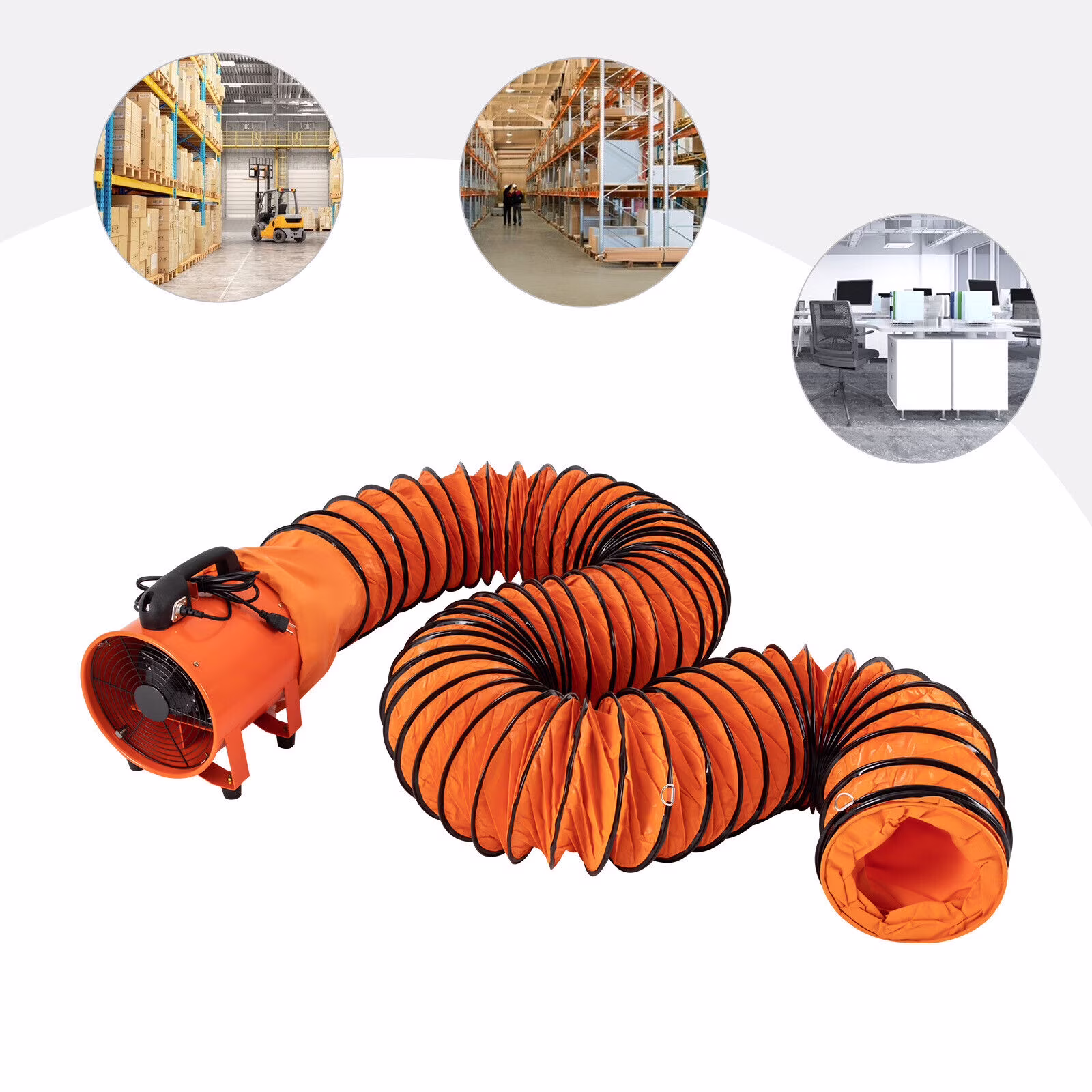 ZhdnBhnos 10 Inch Industrial Exhaust Fan Paint Booth Utility Blower Portable Ventilation Fan, Fume Extractor with 32.8ft Duct Hose