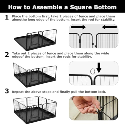 PJYuCien Dog Playpen Plus Storage Bag, 32" H 8 Panels Puppy Pen with Square Bottom, Heavy Duty Dog Fence for Puppies/Small Dogs