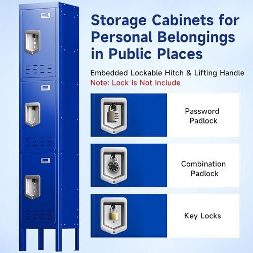 Locker Metal Storage Cabinet, Steel Office Storage Lockable Lockers for Employees Kids School Gym Home Garage Locker with Mirror & Hooks (5 Doors