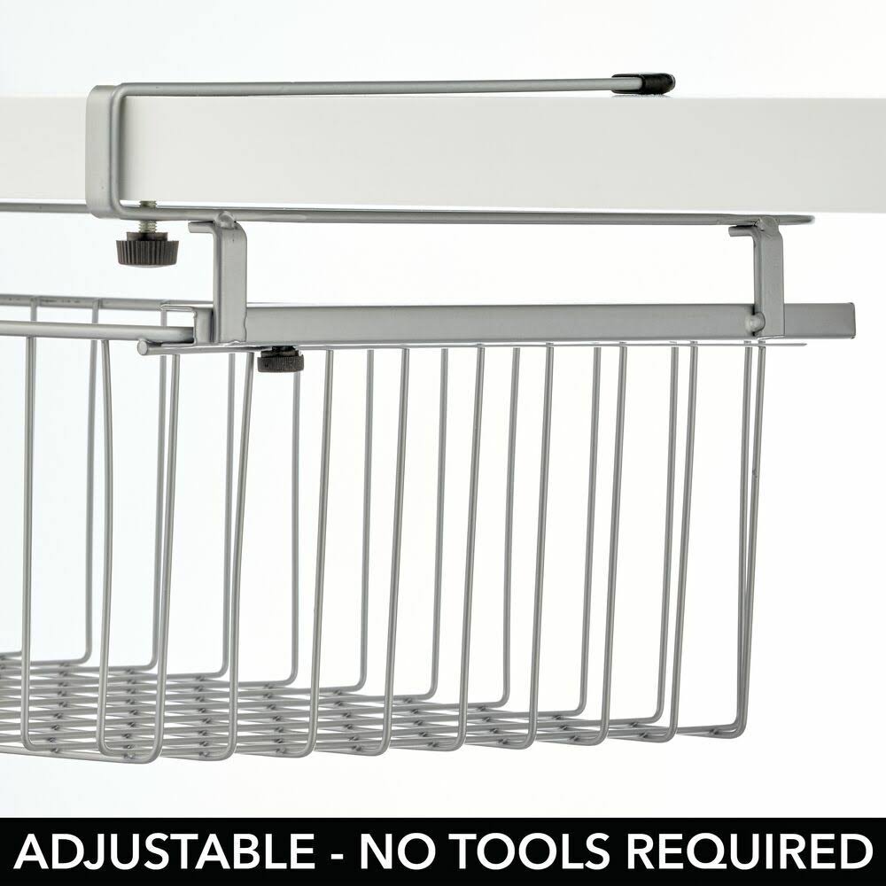 mDesign Large Metal Wire Hanging Pullout Drawer Basket - Sliding Under Shelf Storage Organizer - attaches to Shelving - Easy Ins